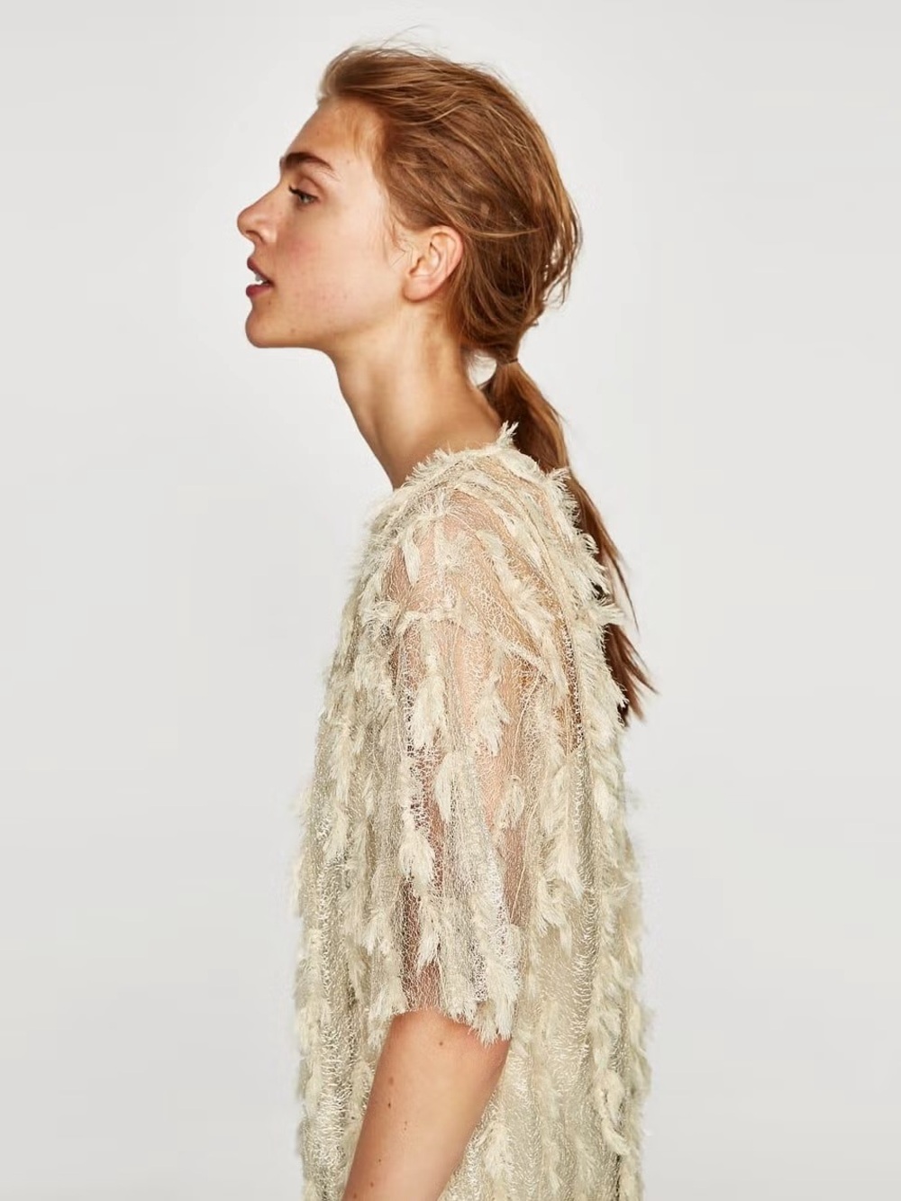 Zara Lace Fringe Knit Top